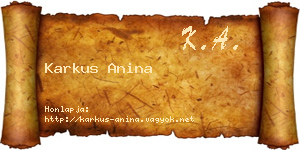 Karkus Anina névjegykártya